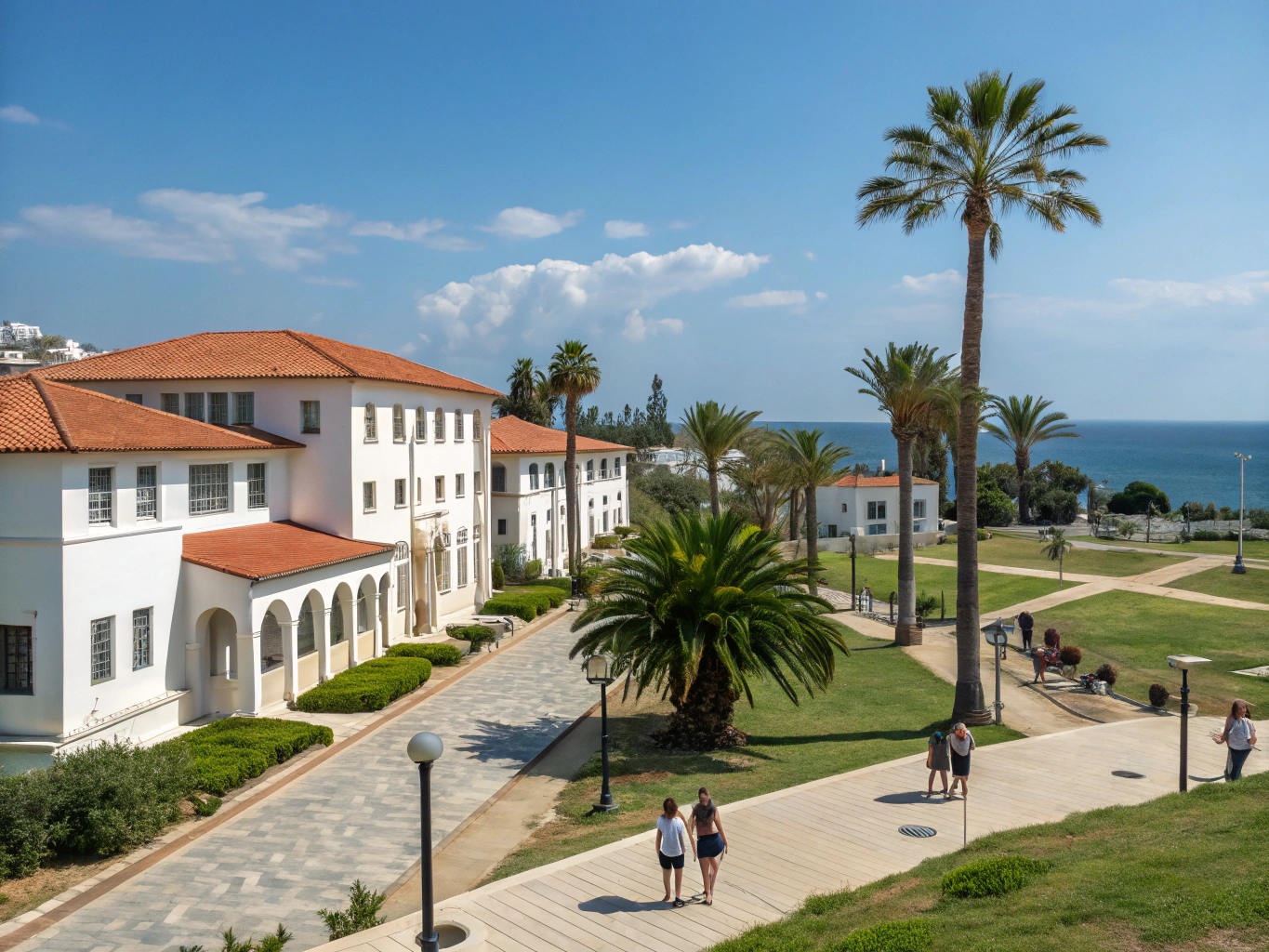 Eastern Mediterranean University building with students