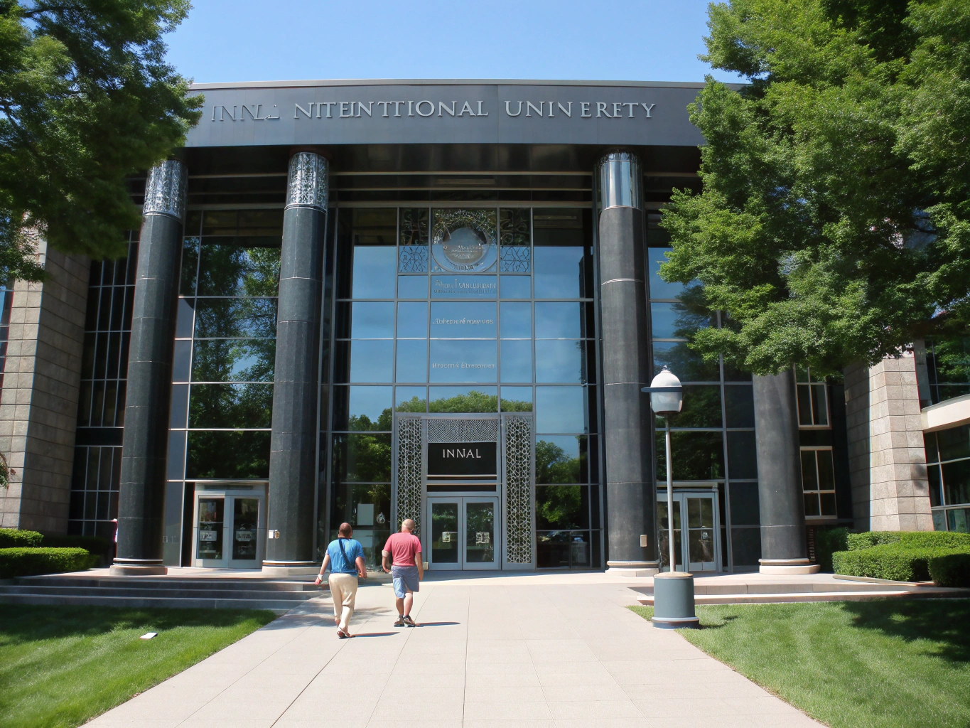 Final International University building with students